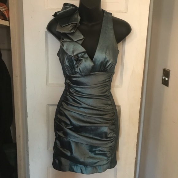 Cache Dresses & Skirts - Cache Teal Fitted Cocktail dress (Size 10)
